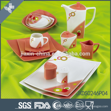 Iranian 46PCS Square shape Porcelain Dinner Set, flower dinner set, colored set